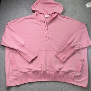 Pink Lily Henley Hoodie Pullover Women's M Pink Long Sleeve Knit‎ Top